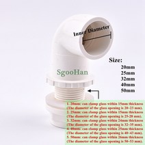 1PC ID 20 50mm PVC 파이프 수족관 물고기 탱크 90 팔꿈치 배수 커넥터 오버플로 스레드 물 공급 조인트, [01] inner dia 20mm, [01] 1PC, 01 1pc_01 inner dia 20mm