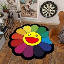 1인 2인 자취 협탁 보조 사이드 미니 개성 독특 신기 패셔너블한 클로크룸 소프트 카펫 모던하고 심플한 침실 침대 옆 장식 러그 가정 방 해바라기 얼룩 방지, 55.F  160x160CM