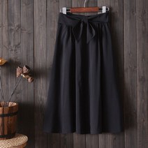 리빙노크 리본 밴딩 A라인 롱 플레어 스커트