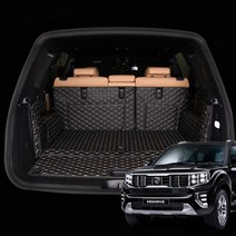 [KHAN칸] 모하비 더마스터 트렁크매트 풀매트 5인승 6인승 7인승 차량 용품 악세사리, 카본가죽 (금장스티치), 5인/사이드일체/램프무