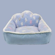 라클라우드침대 고양이 개집 개 매트 구름 등받이 플러시 따뜻함 짙어지면서 이동식 및 빨 침대 집 애완 동물 용품, [02] 55x65cm, [02] 파란