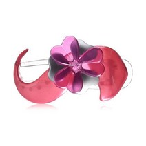 캐러밴 셀룰로이드 아세테이트 우아한 플라워 살롱 클립 실버 및 핑크 0.5온스