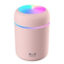자동 습도 조절 타워 초음파 자연 식 가열 300ml 가습기 USB 아로마 에센셜 오일 디퓨저 로맨틱 소프트 라이트 미니 쿨 안개 메이커 정수기, 02 pink