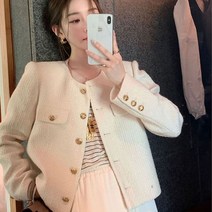 나인포시즌 쏘핫 결혼식 하객룩 금장 단추 트위드 자켓