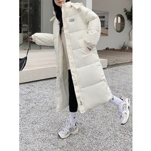 오리털 구스 다운 롱패딩따뜻한 후드 롱 파카 루즈핏 면 패딩 코트 및 재킷 여성용 두꺼운 외투 겨울