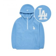 MLB 베이직 미디움로고 후리스 오버핏 후드티 LA L Blue