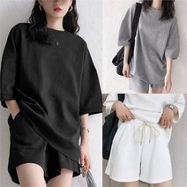 앨리스도매 여름 반팔반바지세트 데일리룩 무지 반팔 트레이닝복 (8986323)