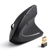 Anker 2.4G 무선 마우스 (세로형 무선 마우스) 800 1200 1600 DPI 5 버튼 광학 인체 공학 디자인 오른손 Windows MacOS 지원 (블랙)