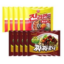 봉지)짜짜로니 5개 + 오뚜기진라면매운맛 5개 1개, 10개