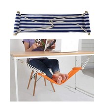 Home-organizer Tech 휴대용 조절 가능한 발 해먹 코너 책상 사무실 발 받침대 미니 책상 밑 발 받침대 해먹 가정 사무실 비행기 여행 공부 및 휴식용(다크 블, Blue White Strip