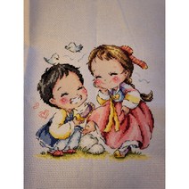 십자수 꽃신을신고 완성수
