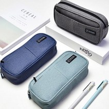 고등학생 필통 대용량 원지퍼 메쉬 포켓 2단 중학생필통, 블랙