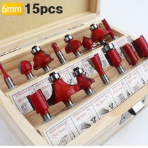 6mm생크 15pcs 트리머비트세트 루터날 YT-TB615 목공용 홈파기 각끌 어거비트