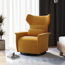 북유럽 디자인 1인용 리클라이너 소파 패브릭 USB충전, D.전동 +회전+USB + 옐로우