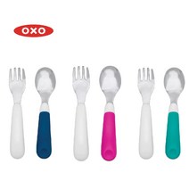 OXO tot 어린이 숟가락 세트 with 케이스 3종 / OXO Tot On-The-Go Fork Spoon Set With Carrying Case, Teal