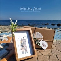 캐리커쳐액자 팝아트 커플일러스트 라인드로잉, (2인무료) 인원추가는 추가상품입니다, 보내주신사진+채색