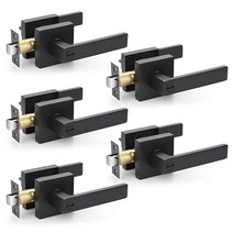 EHOMEWARE 입구 레버 도어 핸들 및 싱글 실린더 데드볼트 잠금 세트 [현관 또는 사무실] 오른쪽 왼쪽 문 튼튼함 - 매트 블랙 마감 1세트, 5 Pack, Privacy - Lock with No Key Req