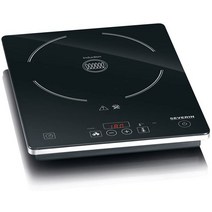 SEVERIN 핫플레이트 인덕션이 있는 유리 세라믹 핫플레이트(1x Ø 22 cm) 60-240 °C 또는 10가지 전력 레벨로 온도 설정 KP 1071 검정색 -18717, 이중 핫 플레이트