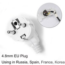 1/3/5/10pcs EU 어댑터 플매트 카펫 매트 러그 4.0/4.8mm 교체 전기 끝 콘센트 전원 코드 용 연장 커넥터, [04] 10pcs, [03] 4.8mm White