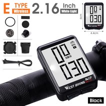 WEST BIKING 백라이트가 있는 방수 자전거 컴퓨터 무선 컴퓨터 자전거 속도계 주행 거리계 스톱워치, 10 E Wireless Black
