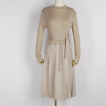 퍼니걸스 9658 배색 니트 플리츠 스트랩 롱 원피스 여성의류