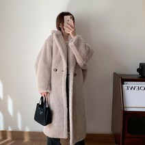 고급 수입 아이보리 케시미어 램스울 양털 퍼 테디베어코트 뽀글이 자켓 코트 와이드 루즈핏 프리미엄 롱 부클 자켓코트 무스탕
