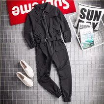 간절기 가을 블랙 작업복 쭈리 고무줄 일체형 카고 밀리터리 셔츠 조거 팬츠 바지 점프수트
