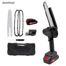 domiheat 전기톱 독일 21V 무선 미니 체인톱 충전식 세트, 블랙 1세트 6인치(배터리 1개)+2더블체인