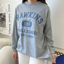 여성 오버핏 맨투맨 4컬러 1P 프린팅 긴팔 티셔츠 여자 티