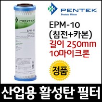 PENTEK EPM-10 펜텍 카본블럭필터카트리지 248mm(9.8inch) 10um 3.8LPM 82.2도이내사용 - 긴수명 먼지포집능력강화 냄새 염소 맛제거 낮은차압높은성능 경제적인가격 가정용 식품산업 화학산업, 없음