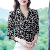 비앤에이치 스타일 거미줄 패턴 실크 블라우스 208