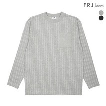 FRJ 남성 오버핏 세로 스트라이프 반하이넥 티셔츠 F94M-TS019A