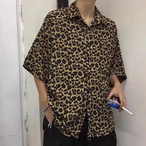 레오파드 프린트 고급 셔츠 남성용 라이트 럭셔리 디자인
