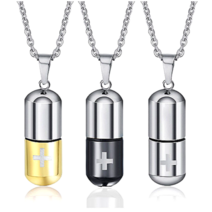 응급 구조 휴대용 알약 캡슐 목걸이 보관함 3색상 남녀공용 케이스