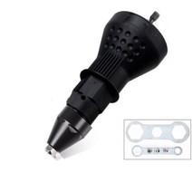 Electric Riveter Guns Riveting Tool Adapter Rivets Power Drill Tools Cordless Nut, 02 Black