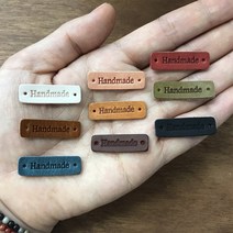 핸드메이드 가죽라벨 M3009-NO1 HANDMADE 천연소가죽 뜨개질 라벨, 아쿠아블루, 1개