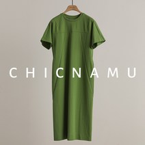 반팔 롱원피스 하객룩 CHICNAMU Namu 통근을 간편하게 할 수 있는 스플릿 디자인 센스의 슬릿 미디길이 반팔원피스