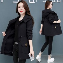 MOSAIRATION중년 여성 트렌치코트 가을 긴팔코트 루즈핏 빅사이즈 가을코트