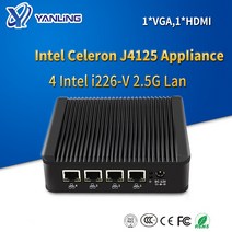 방화벽Yanling팬리스 미니 PC j4125 쿼드 코어 방화벽 라우터 4 인텔 i225 2.5G Lan COM HD VGA Pfsense A, 01 NO HARDISK_02 8G RAM