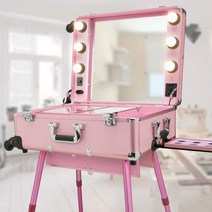 메이크업 트롤리 캐리어 아티스트 LED 거울 브래킷, 상세 페이지 참고, 24인치 검정색 LED 3색 조명 스탠드