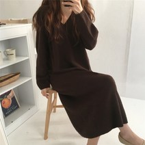 [1100장돌파당일배송] 캐시미어 포근 브이넥 루즈핏 롱 니트원피스