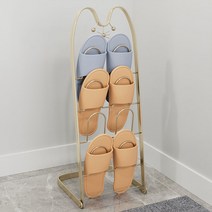 접이식 4단 실내화정리대 화이트, 금색