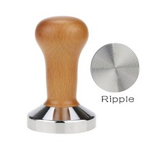 tamper 도징링 58mm 카페물품 탬핑기 커피 레벨링 마카롱 템퍼 템핑 5153 탬퍼 나무 손잡이 바리스타 에스프레소 메이커 그라인더 수제 파우더 해머 보정 압력 탬퍼, 리플 베이스 A 색상, 협력사, 51MM