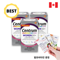 Centrum 센트룸 실버 우먼 여성 멀티비타민 + 미네랄 50대 이상 캐나다 생산제조 종합비타민 종합영양제 50대이상영양제 갱년기 여성영양제 비타민A 루테인 마그네슘 함유, 3병, 90캡슐