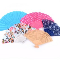 키알리 휴대용 접이식 부채 플라스틱 대나무 꽃무늬 부채 모음 여름부채 사은품 판촉 홍보용, 제품선택, 원목 플라워