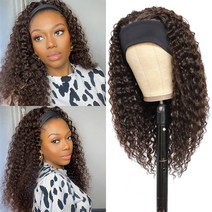 XTRESS Synthetic Headband Wigs Medium Water Wave Ombre Brown Colored Glueless Hair Wig For Black Women Heat Resistant Fiber, 01 Deep Wave 22inches, 1개