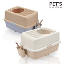 [펫츠맘마] 탑도어(개방형) 사막화방지 고양이 화장실, 색상:화이트라떼