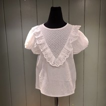 밀리바 펀칭레이스 반팔 블라우스