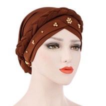 히잡 아랍여행 이슬람 중동 무슬림 인도 터번 인도 여성 hijab 모자 암 chemo cap braid beads turban headscarf 헤드 랩 레이디 비니 보닛 탈모