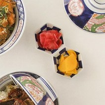 도자기 2칸 종지 소스그릇, 육각 2칸종지, 1개
